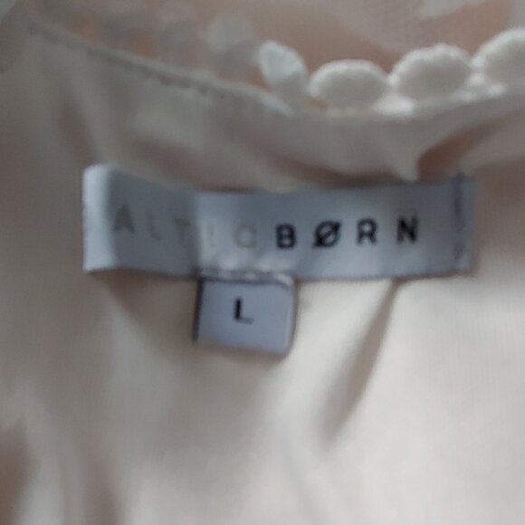 Baltic Born Boho Lace Dress Nude Mesh Floral Embroidered Romantic Bridal Beach L - Picture 14 of 16